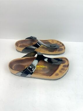 Birkenstock Black Patent Gizeh Sandals Womens Size 7